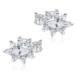 Beautiful CZ Crystal Silver Stud Earring STS-5088